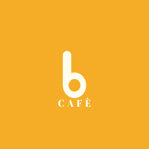 Bloom Cafe logo design by Tragerbos featuring minimalist white letter b on vibrant orange background